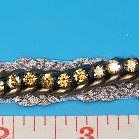 Y2K BOHO crouched lace band under brass chain with glass amber beads - Picture 4 of 16